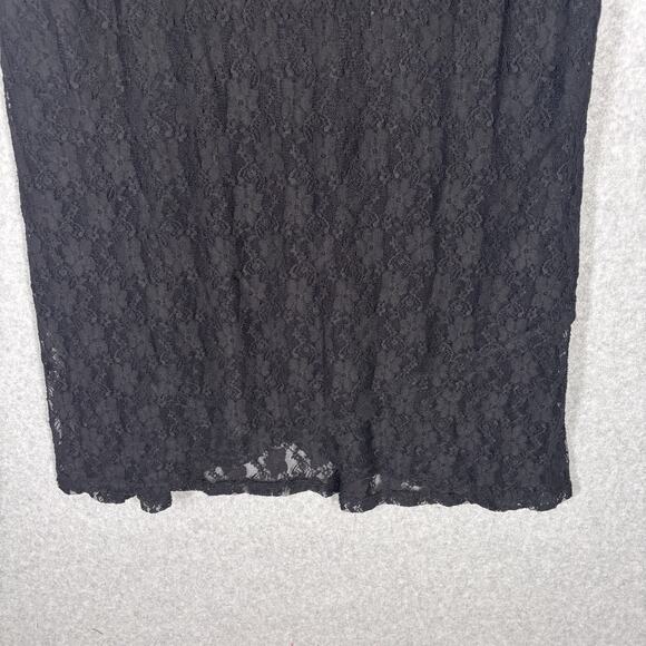 VTG 90s Ice Silk Dress 2XL Wrap Lace Sheer Flowy Skater Whimsigoth Feminine ** - Picture 7 of 14